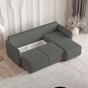 Masseno Narożnik SUVINO z funkcją spania i pojemnikiem na pościel Narozniki L, Rozkładana sofa - Szary, QUELLE 92