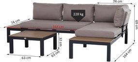 Sofa ogrodowa dwuosobowa 3-częściowy zestaw mebli ogrodowych aluminium z poduskami - Sofa ogrodowa dwuosobowa aluminium | Aosom PL