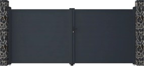 Brama wjazdowa rozwierna NAZARIO, pełna, z aluminium w kolorze antracytowym – 392 × 173 cm (szer. × wys.)