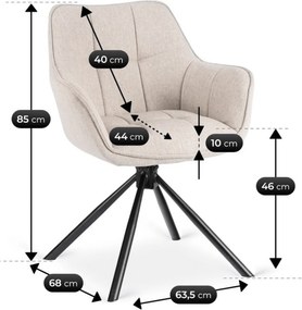 Krzesło Tapicerowane Obrotowe PEONY 2 Beżowe Nowoczesne Loft