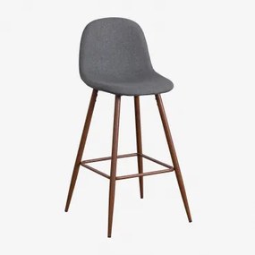Wysoki Stołek Glamm Atranzyt Szary & ↑75 Cm & Ciemne Drewno - Sklum