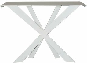 Konsola Exsodus Zeus 110x35x85 cm z białego żelaza, geometryczny perforowany wzór, nowoczesny styl, made in Italy