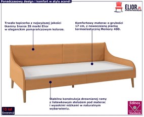 Pomarańczowa sofa z materacem - Fremen