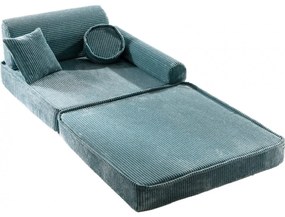Aesthetic sztruksowa sofa dziecięca, turkusowa - meowbaby®