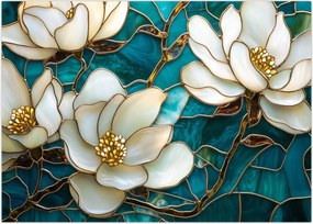 Obraz na szkle - Witraż z magnolią (70x50 cm)