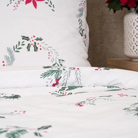 4Home Świąteczna pościel bawełniana Christmas holly, 140 x 200 cm, 70 x 90 cm