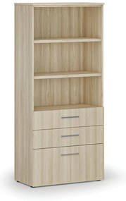 Szafa biurowa z kombinowanymi szufladami PRIMO WOOD, 800 x 420 x 1781 mm, dąb naturalny