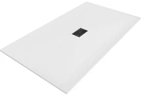 Mexen Hugo brodzik prostokątny SMC 200 x 100 cm, biały, maskownica czarna - 42101020-B