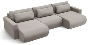 Jasnoszary aksamitny rozkładany narożnik ze schowkiem (w kształcie litery U) Belfast – Cosmopolitan Design