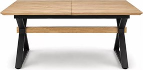 Stół prostokątny Nova rozkładany 180-300/100/75 cm, blat okleina naturalna, metalowe czarne nogi