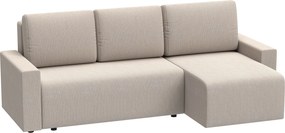 HOMCOM Narożnik z funkcją spania i odwracalnym szezlongiem, 3-osobowa sofa w kształcie L z efektem sztucznego zamszu, beżowy | Aosom PL