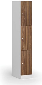 Szafka skrytkowa S1, 3 schowki, 1850 x 300 x 500 mm, demontaż, zamek cylindryczny, drzwi laminowane, orzech