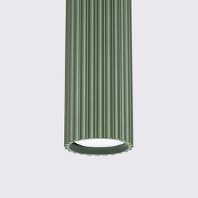 Lampa wisząca KARBON 3L zielona oliwka ryflowana SOLLUX  LIGHTING