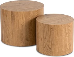 Zestaw Stolików Kawowych LEILA 38 cm/48 cm Dąb Naturalny Skandynawski