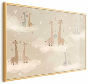 Plakat Zakochane żyrafy 60x40 cm z ramą złotą bez marginesu ARTGEIST B