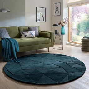 Zielononiebieski wełniany okrągły dywan tkany ręcznie ø 160 cm Shard Teal – Flair Rugs