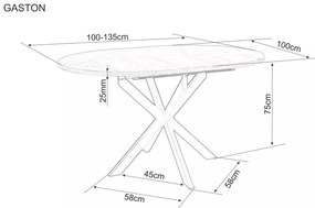 Rozkładany stół jadalniany GASTON 100(135)X100 cm, dekor dąb artisan