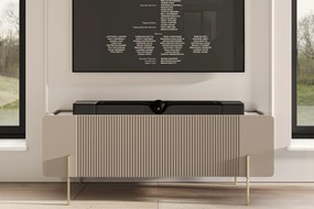 Szafka RTV Malmi 150 cm - kaszmir / crema bianca / złote nóżki