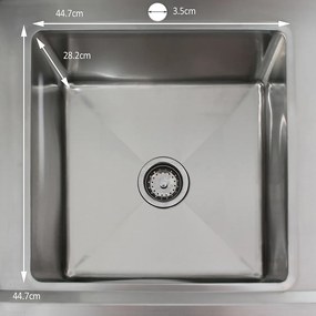 Zlew laboratoryjny Science Lab ze stali nierdzewnej, pojedyncza komora, 1,0, ociekacz po lewej stronie