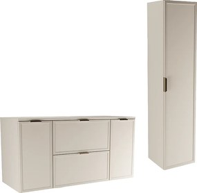 Kaszmirowy Zestaw do Łazienki 120cm Szafka z Blatem 2D2S Słupek Fronty Ramka Roma