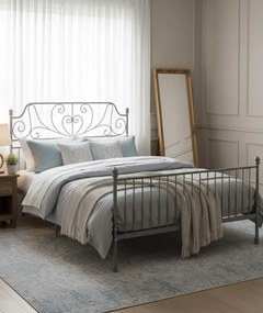 Szare metalowe łóżko w stylu loftowym 140x200 cm G4-W98