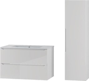 Biały Zestaw do Łazienki 80cm Szafka z Umywalką Słupek Etna
