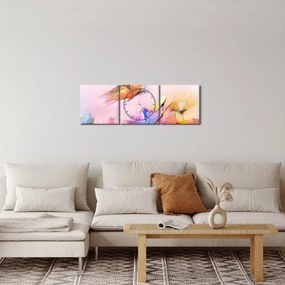 Obraz - Motyl nad kwiatem, abstrakcja (z zegarem) (90x30 cm)