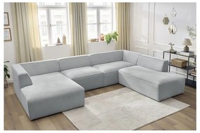 Jasnoszary sztruksowy narożnik modułowy (prawostronny/w kształcie litery U) Megeve – Bobochic Paris