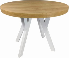 Stół okrągły rozkładany Ø 100/200 dąb hikkora egger + białe nogi
