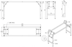 Stół konferencyjny FAST READY z czarnym stelażem, 1700 x 500 x 750 mm, orzech