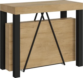 Konsola rozkładana 90x40/300 cm Tiris dąb naturalny rama w kolorze antracytu