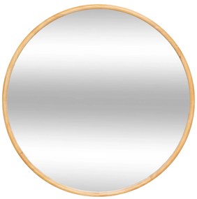Lustro ścienne KIM w drewnianej ramie, Ø 75 cm