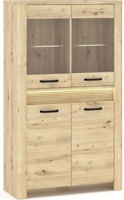 Niska witryna z ryflowaną listwą led dąb artisan N9-S49