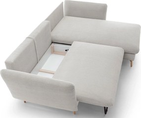 Waniliowy narożnik sztruksowy z funkcją spania D1-R94