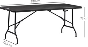 Outsunny Stół ogrodowy składany dla 6 osób imitacja drewna ciemnoszary 180x755x73cm | Aosom PL