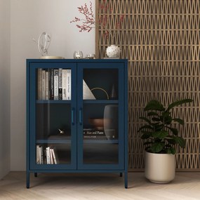 Witryna przeszklona niska granatowa: Modern GINA, 800 x 1015 x 400 mm
