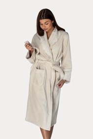 Damski szlafrok MAYA w ozdobnym opakowaniu L Jasnobeżowy