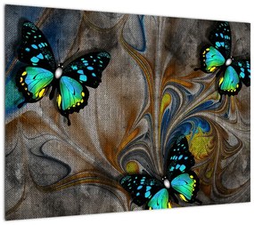 Obraz na szkle - Jasne motyle na zdjęciu (70x50 cm)