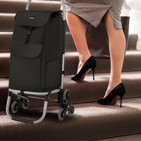 Jurhan Torba na zakupy Shopper na kółkach do schodów 45L, 101x45x39, kolor czarny