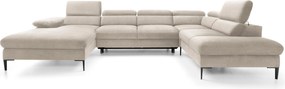 Masseno Narożnik MESTO z funkcją spania i pojemnikiem na pościel Narozniki U, Rozkładana sofa - Kremowy, VOGUE 01