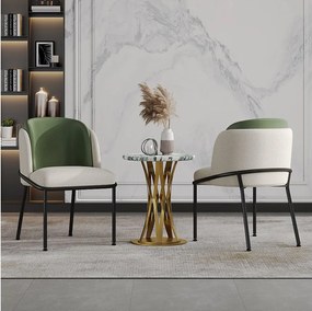 Zestaw 2 nowoczesnych krzeseł z nogami ukośnymi - 55 x 55 x 85 cm - nogi czarne - metal + drewno - beż + zieleń