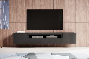 Szafka RTV wisząca Loftia 200 cm z wnęką - czarny mat