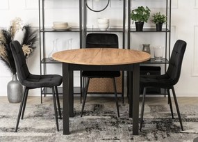 Okrągły stół rozkładany Hudson 102-222 cm w kolorze dąb craft / czarny, blat płyta laminowana, nogi MDF