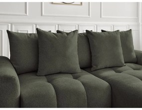 Rozkładany/ze schowkiem narożnik z tkaniny szenilowej (prawostronny/z szezlongiem) w kolorze khaki Roxelane – Bobochic Paris