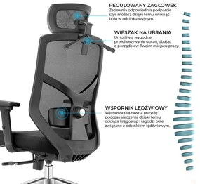 Ergonomiczny fotel do biura Rosa, zgodny z normą BHP