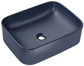 Granatowa ceramiczna umywalka nablatowa + korek - Corden 50 cm