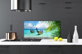 Panel Szklany Kolorowe Łodzie na Falach