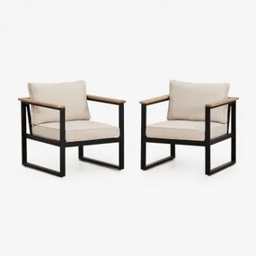 Zestaw 2 Foteli Ogrodowych Z Aluminium Lipov Czarna - Sklum