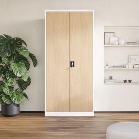Szafa biurowa Eco Design Jan H 90x40x195 cm biały/dąb sonoma