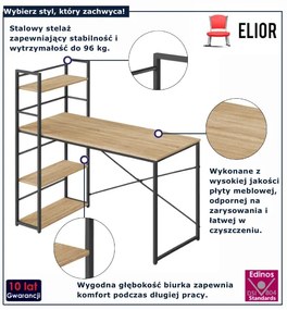 Minimalistyczne biurko dąb sonoma + czarny T6-A27